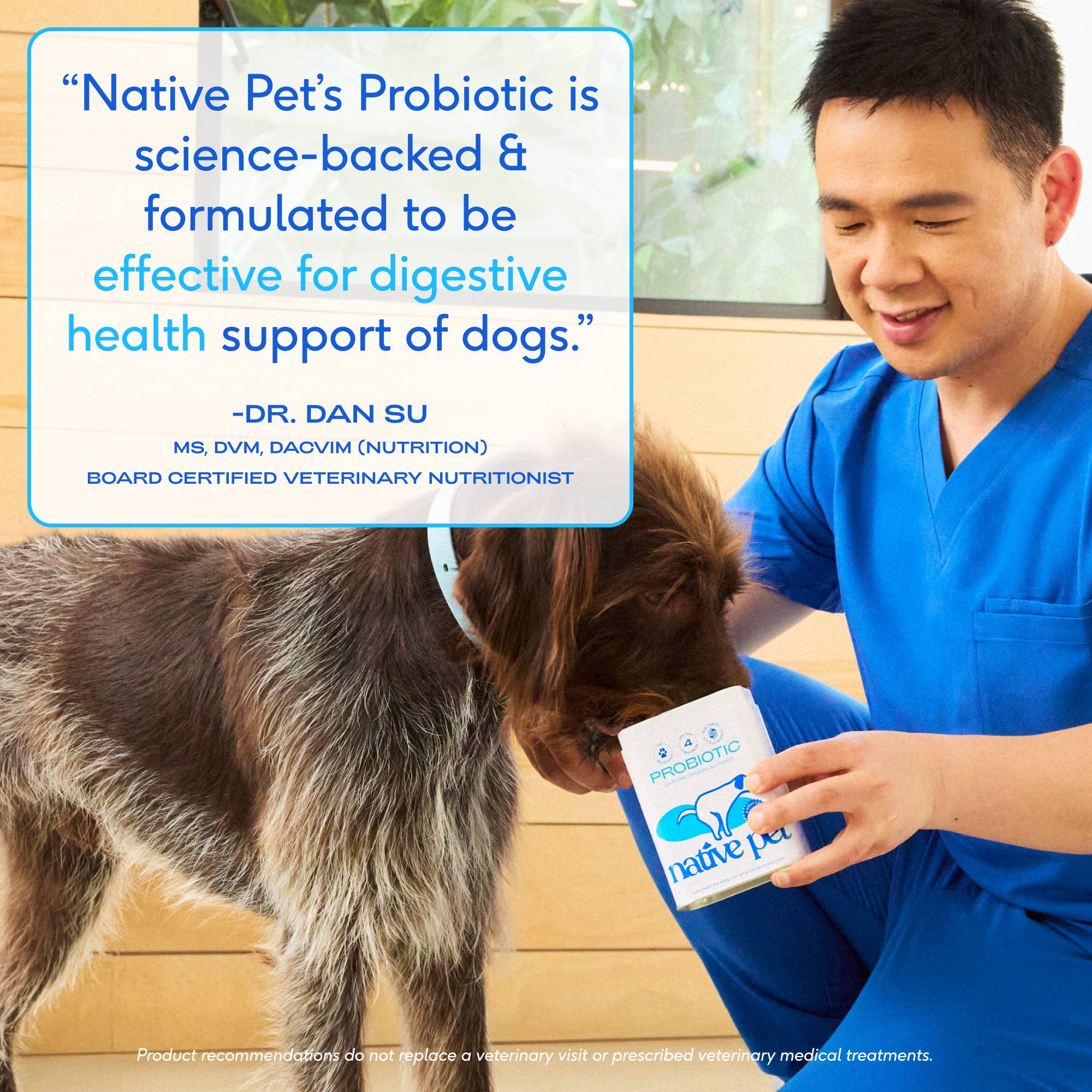 Suplemento en polvo probiótico y prebiótico formulado por veterinarios