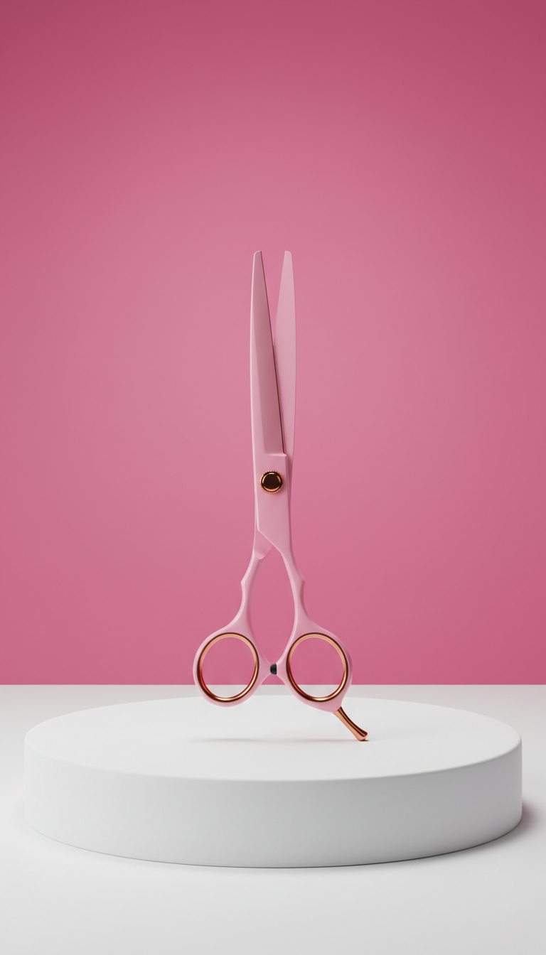 Tijeras rosas para grooming profesional